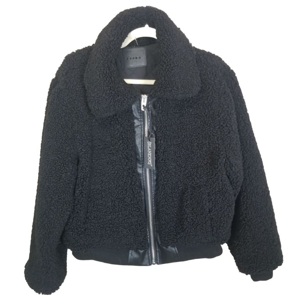 BlankNYC Womens L Black Long Sleeves Teddy Bomber